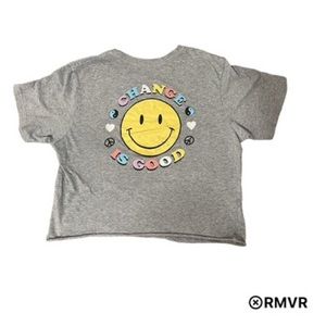 Small gray :-) cropped T-shirt